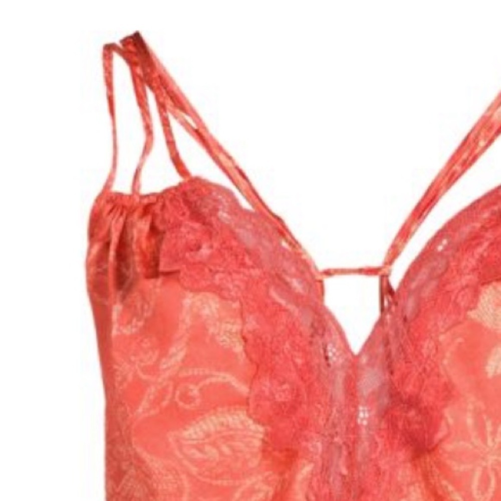 Free People size S Coral floral print strappy sleeveless Off The Coast Camisole - Picture 9 of 16